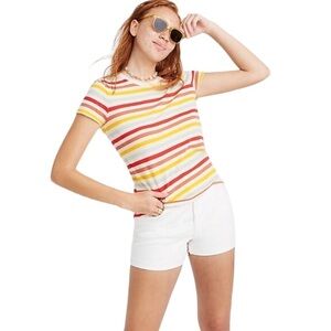Madewell Lennie multi-colored Stripes Lo-Fi Shrunken textured slub jersey top